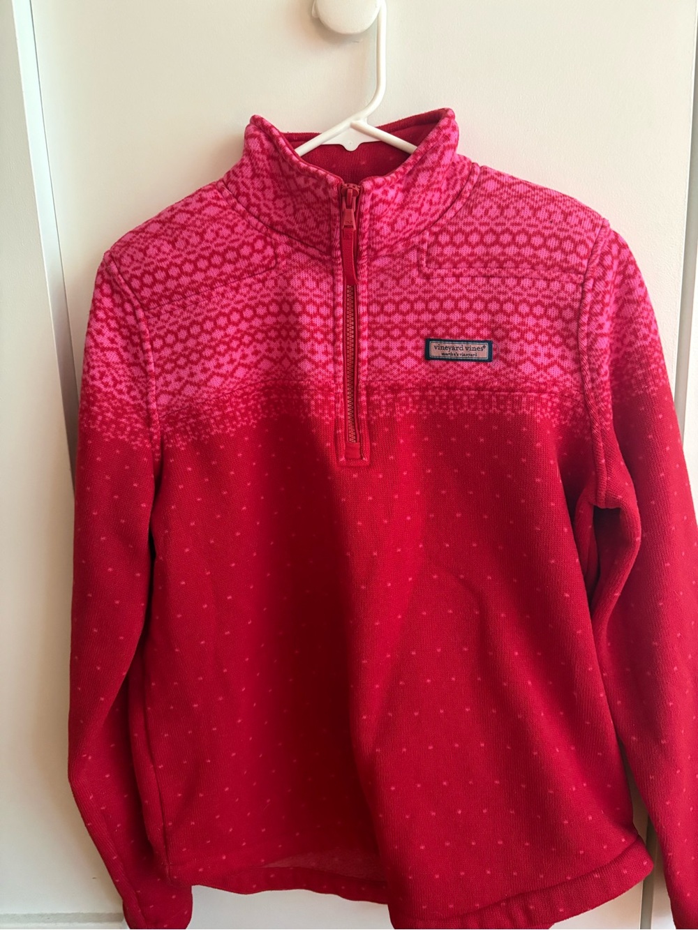 Vineyard Vines Pink and Red Half-Zip Pullover Sweater